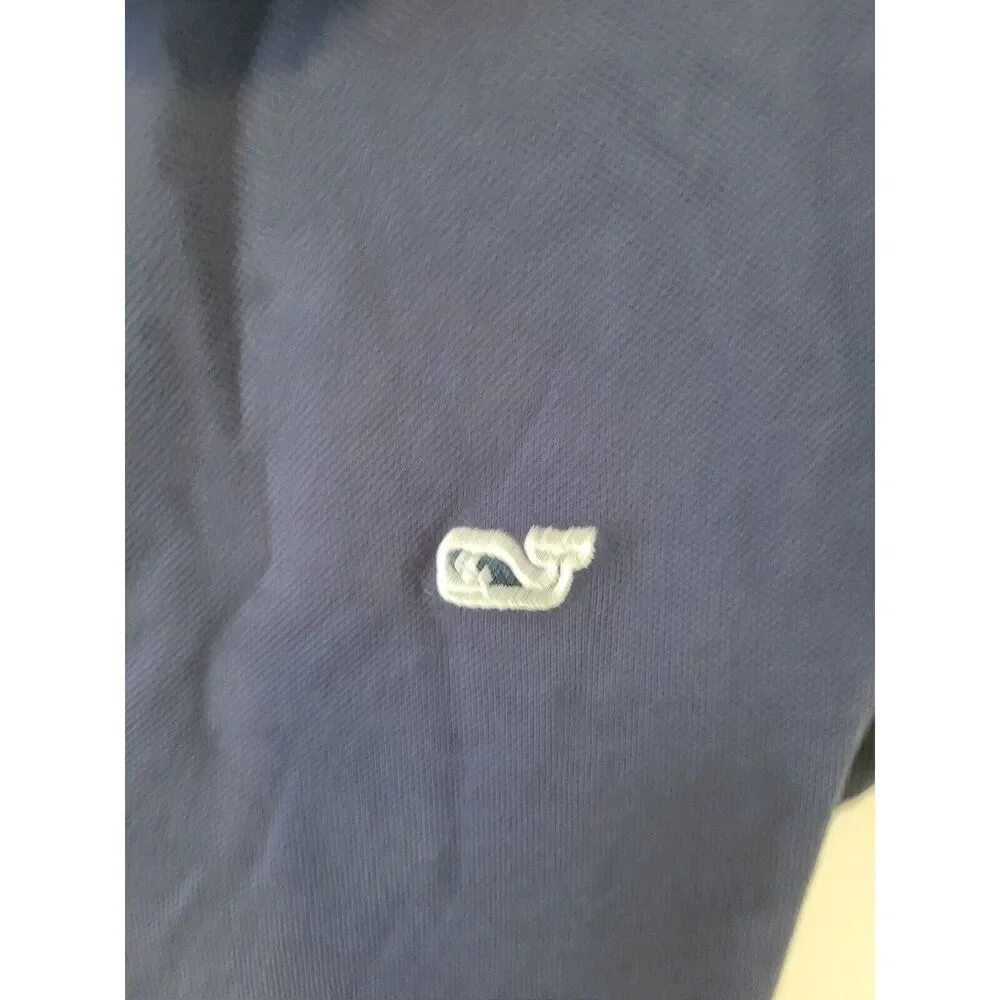 New Womens sz xs vineyard vines navy blue tie waist cotton dress midi knit